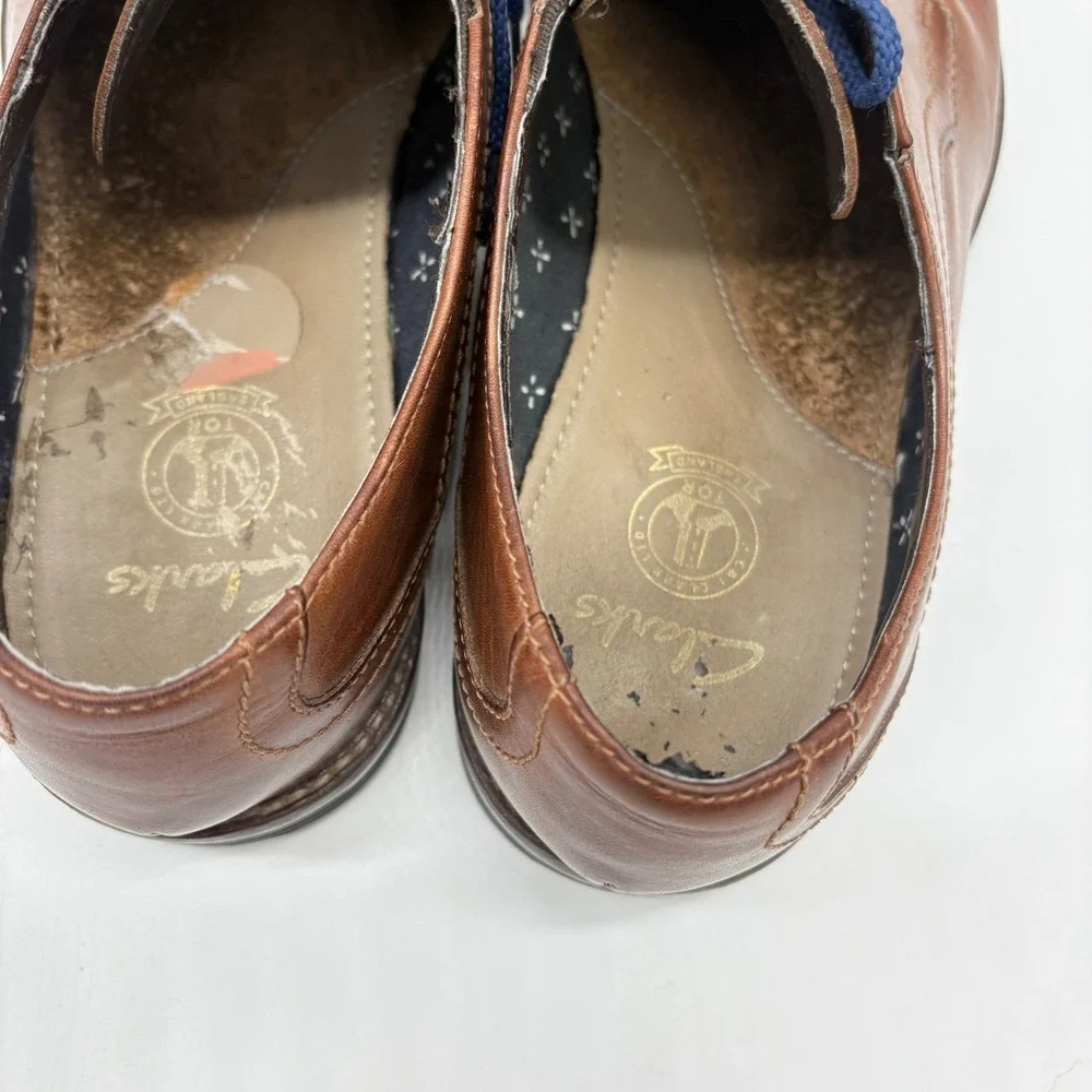 Clarks Tor England Mens 11M Brown Leather Lace Up Oxford Dress Shoes